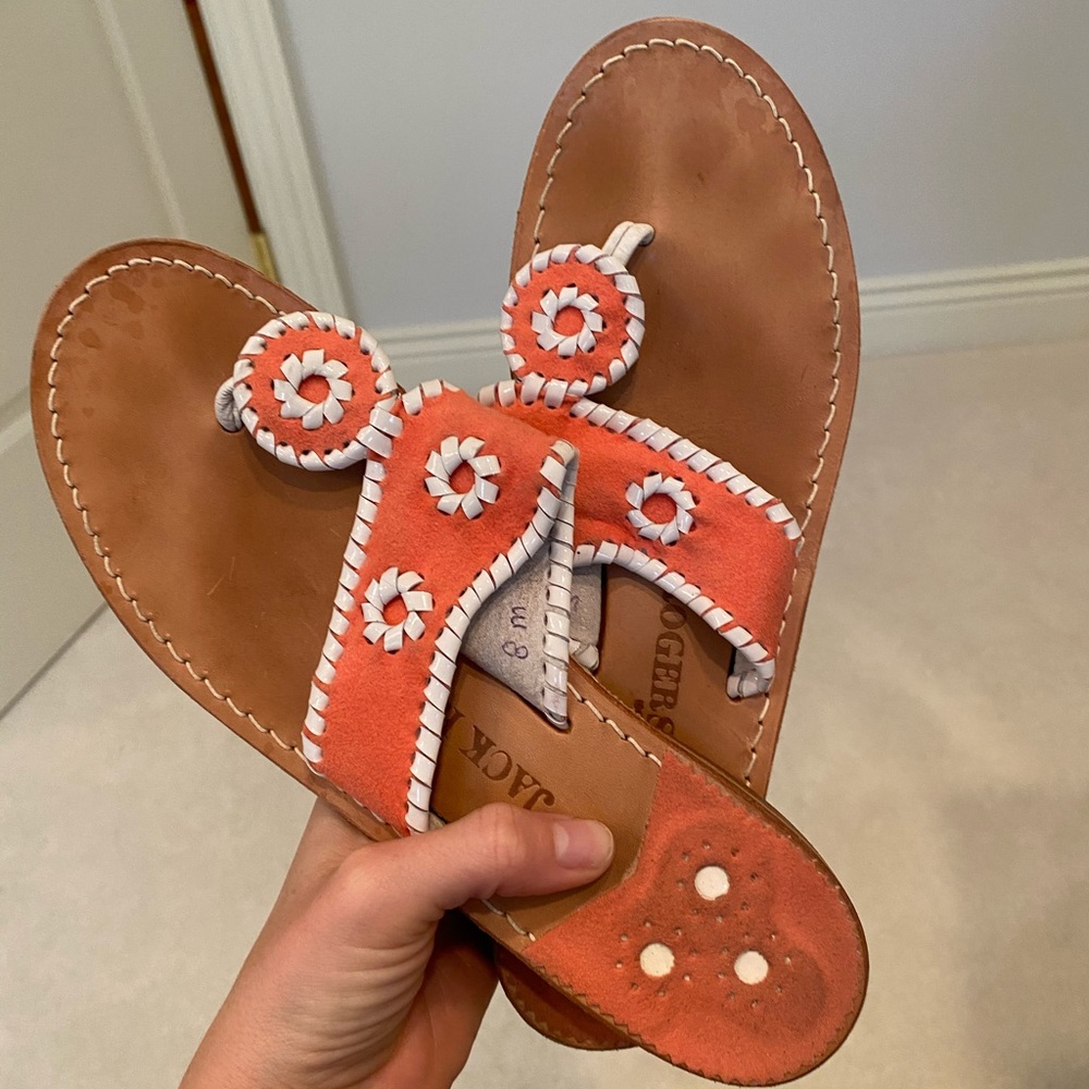 Peach/white jack Rogers